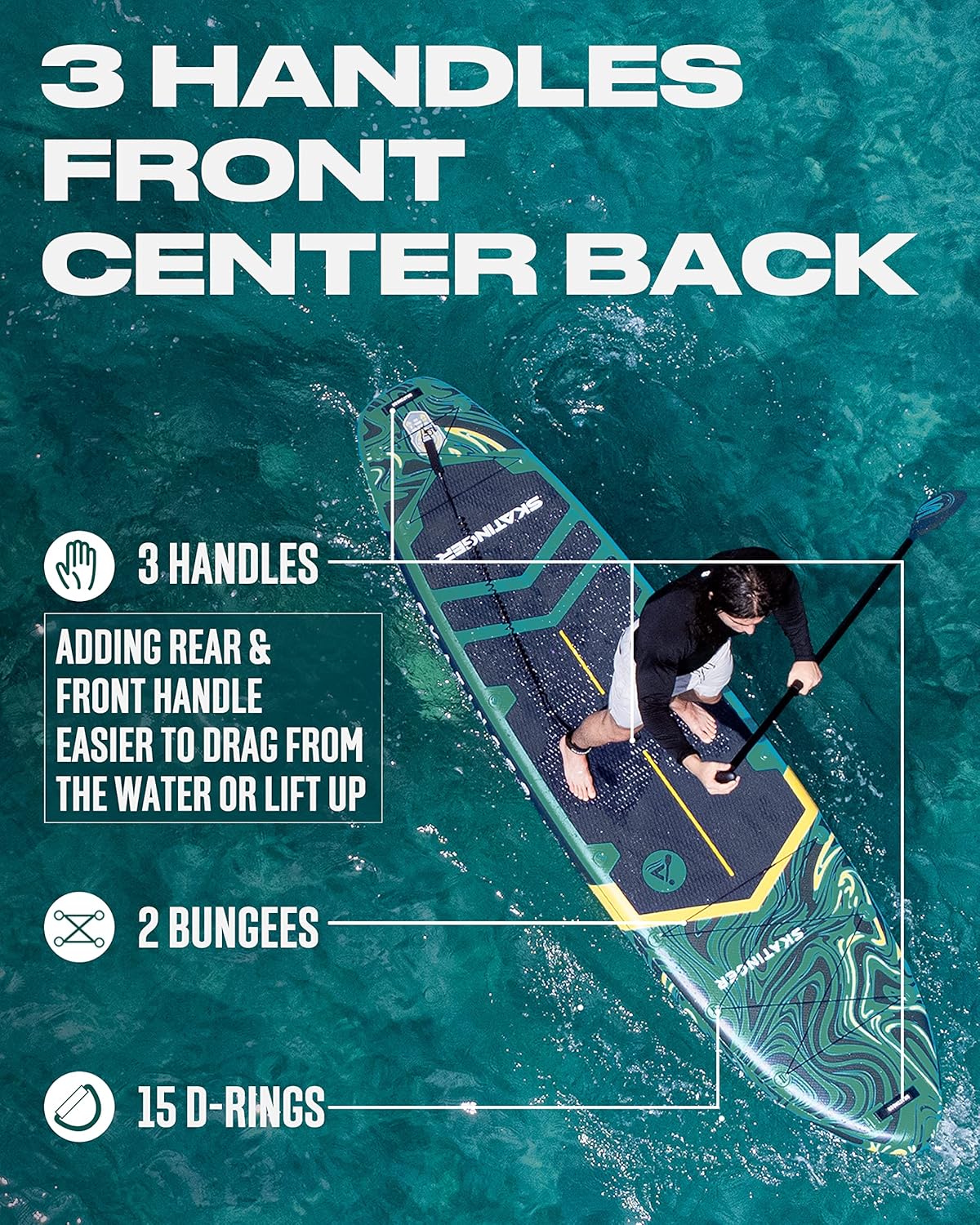 Tabla de SUP para yoga Prana Magma Green 350x89x15 cm (11'6'')