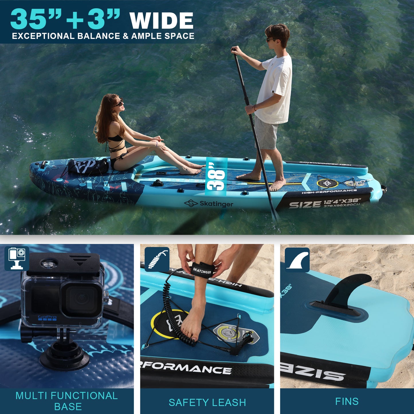 SUP de pesca 12′4″ – SKATINGER® tabla inflable para pescadores