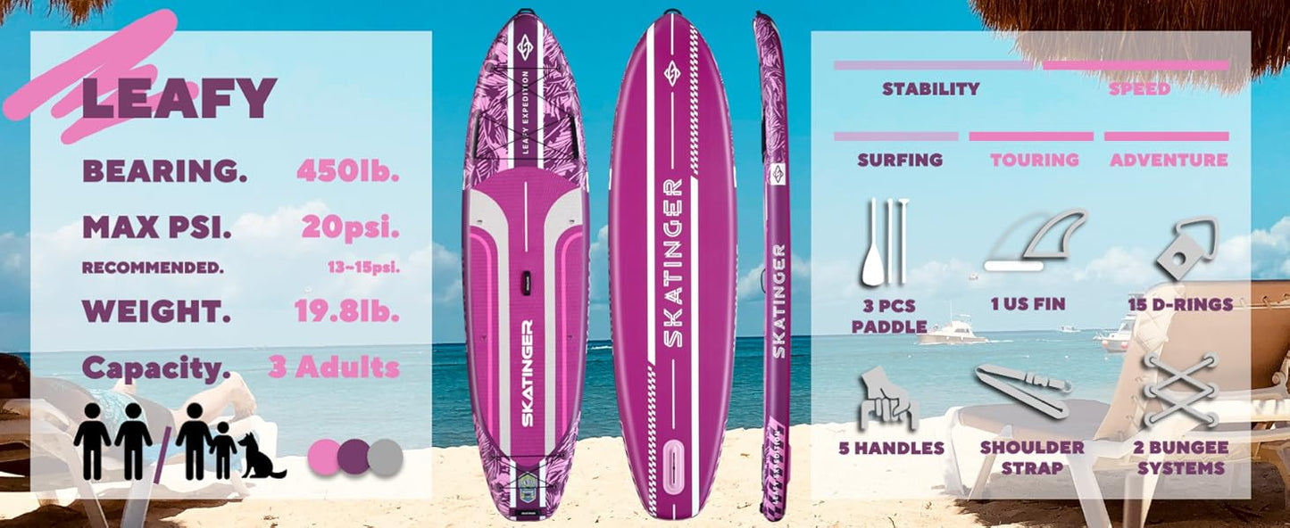 Leafy Expedition Rosa 350x89x15 cm (11'6'') tabla SUP yoga