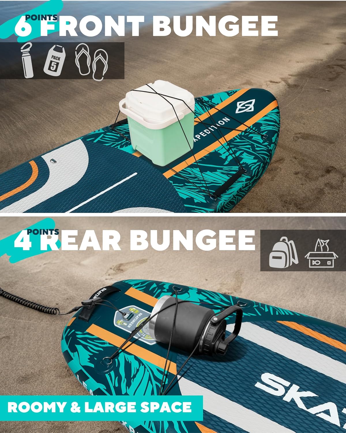 Leafy Expedition Verde 350x89x15 cm (11'6'') tabla SUP yoga 